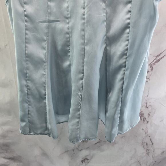Anthropologie Top Womens Small Light Blue Tank Satin Flared Swing Flared - Picture 7 of 10
